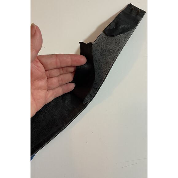 80s Nina Arjani Medium Leatherock Belt Black Blue Gold Leather - Picture 5 of 7